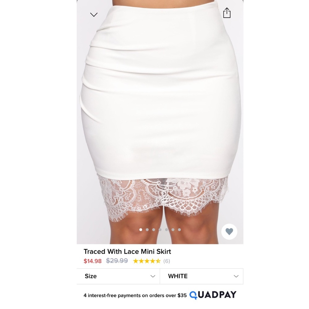 Fashion Nova Traced With Lace Mini Skirt -White
XS